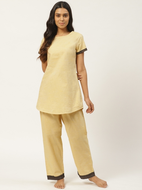 

Laabha Women Beige Solid Night Suit