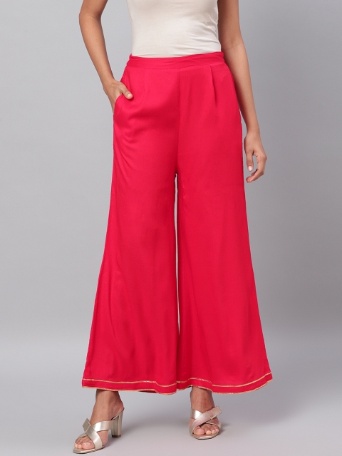 

Myshka Women Red Solid Wide Leg Palazzos