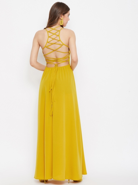 

Berrylush Women Mustard Yellow Solid Maxi Dress