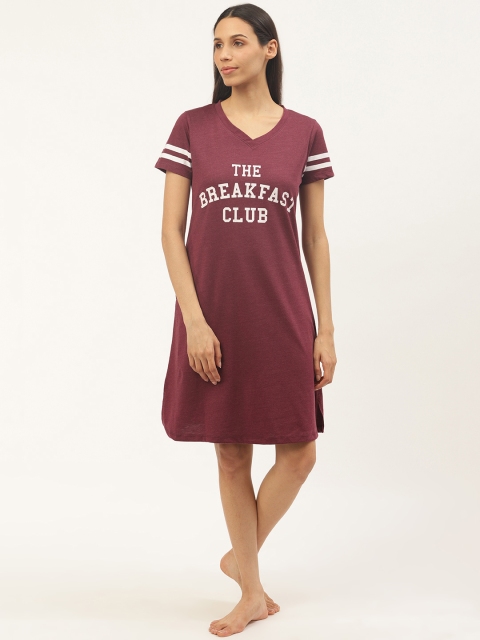 

Sweet Dreams Burgundy Pure Cotton Printed Sleep Shirts