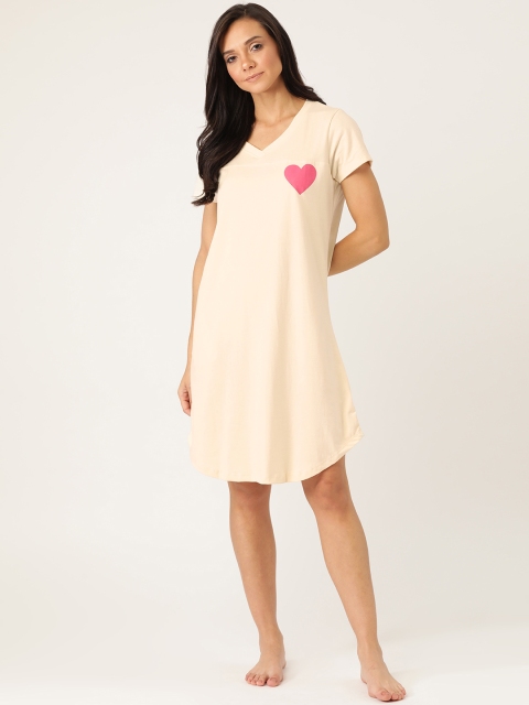 

Sweet Dreams Cream-Coloured Pure Cotton Heart Print Detail Nightdress