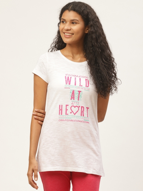 

Sweet Dreams Women White & Pink Printed Lounge T-shirt