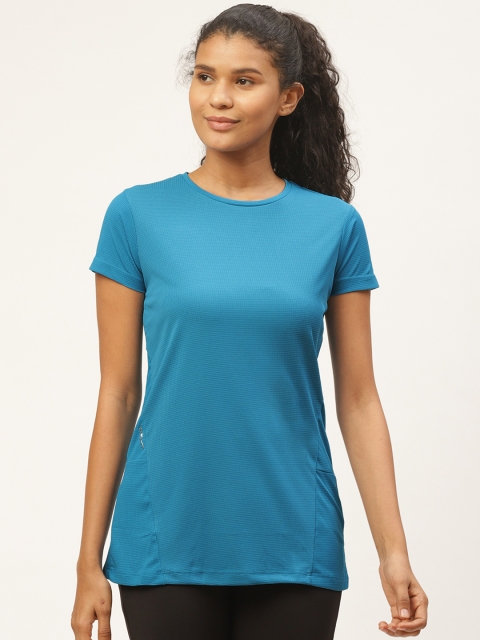 

Sweet Dreams Women Blue Self-Checked Round Neck Workout T-shirt