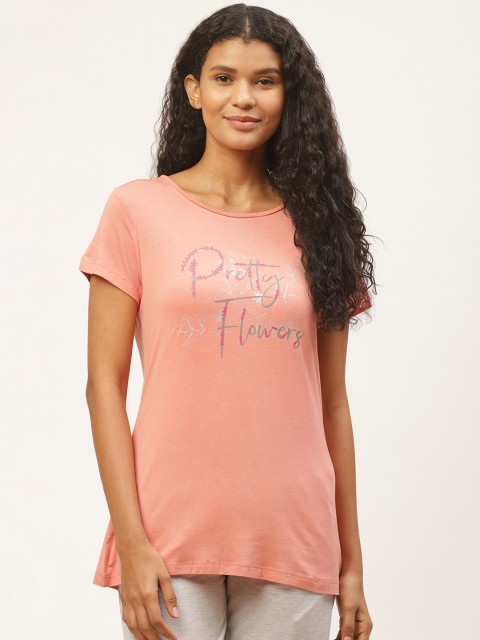 

Sweet Dreams Women Peach-Coloured Printed Lounge T-shirt