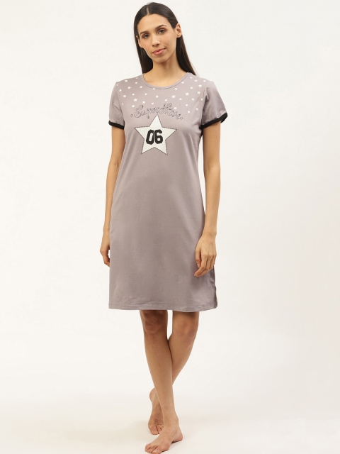 

Sweet Dreams Taupe Printed Nightdress