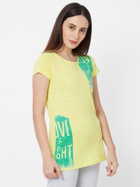 

Sweet Dreams Women Yellow Printed Round Neck Lounge T-shirt