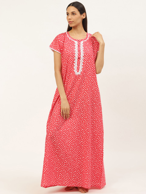 

Sweet Dreams Red & White Printed Nightdress