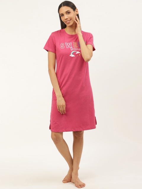 

Sweet Dreams Pink Pure Cotton Embroidered Sleep Shirts