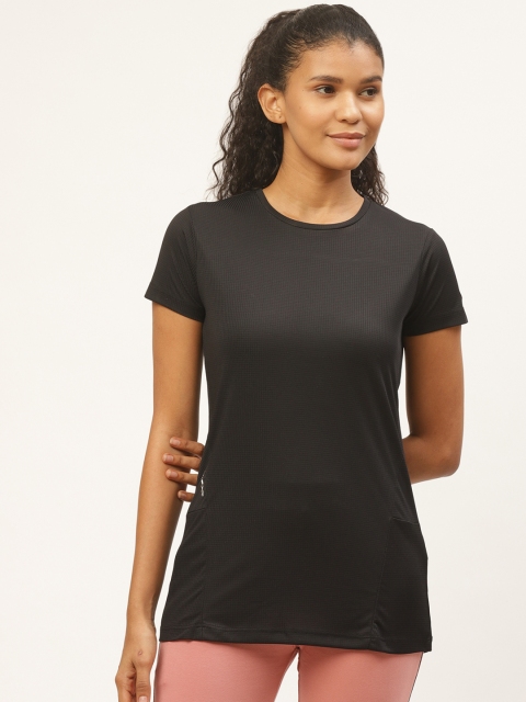 

Sweet Dreams Women Blue Self-Checked Round Neck T-shirt, Black