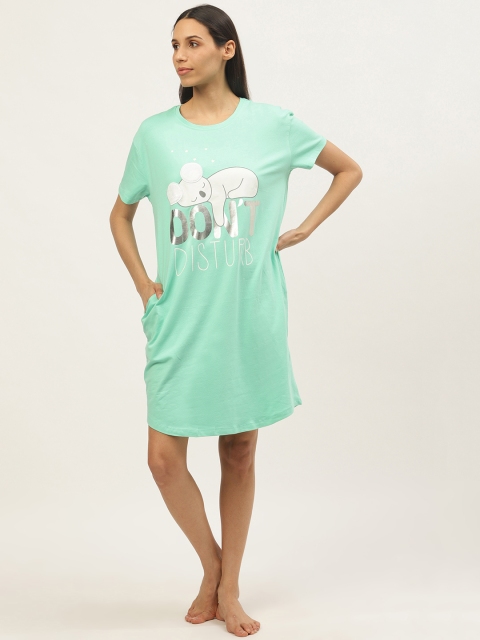 

Sweet Dreams Green Printed Sleep Shirt