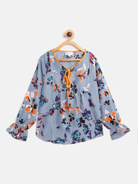 

Bella Moda Girls Blue & Purple Floral Print Top