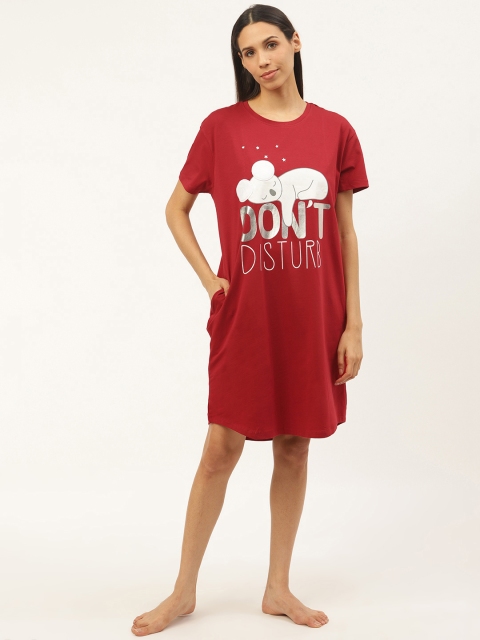 

Sweet Dreams Red & White Printed Nightdress