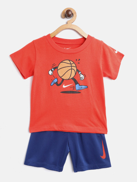 

Nike Boys Orange & Blue Sports Ball Mesh T-shirt with Shorts