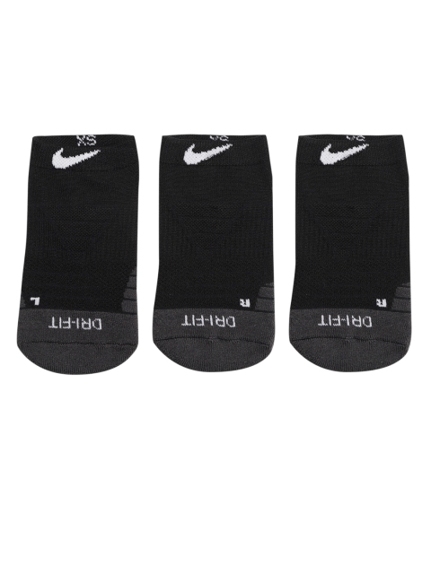 

Nike Boys Pack of 3 Black & Charcoal Grey Dri-FIT Cushioned No Show Ankle-Length Socks