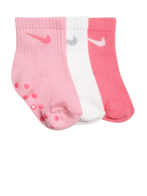 

Nike Boys Pack of 3 Core Swoosh Gripper Ankle-Length Socks, Pink