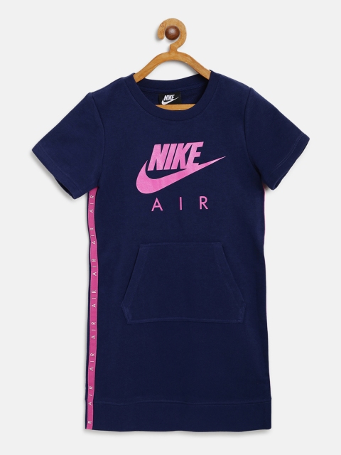 

Nike Girls Navy Brand Logo Print Air Sweatshirt Dress, Navy blue