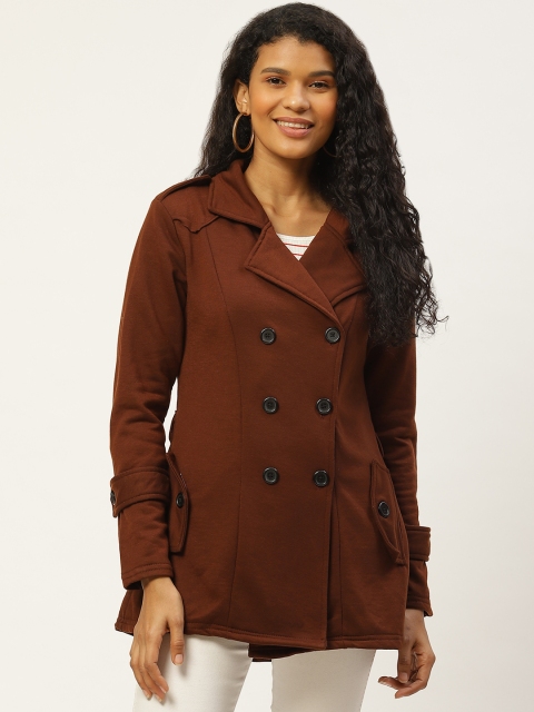 

Belle Fille Women Coffee Brown Solid Hip-Length Coat