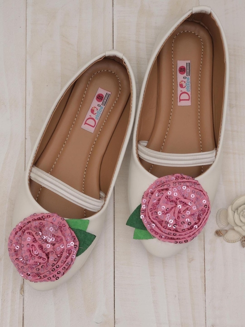 

DChica Girls Off-White Embellished Ballerinas