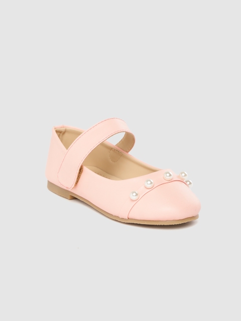 

YK Girls Pink Solid Mary Janes with Beaded Detail