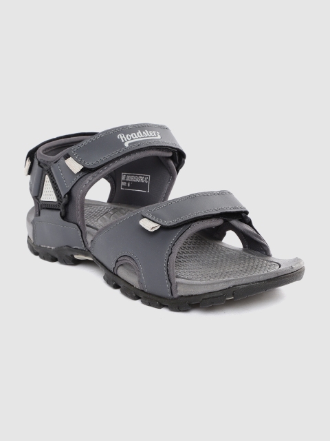 

Roadster Men Charcoal Grey Solid Sports Sandals