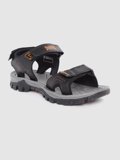 

Roadster Men Black Solid Sports Sandals