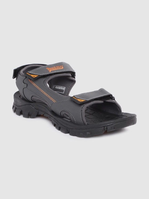 

Roadster Men Charcoal Grey Solid Sports Sandals