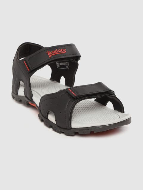 

Roadster Men Black Solid Sports Sandals