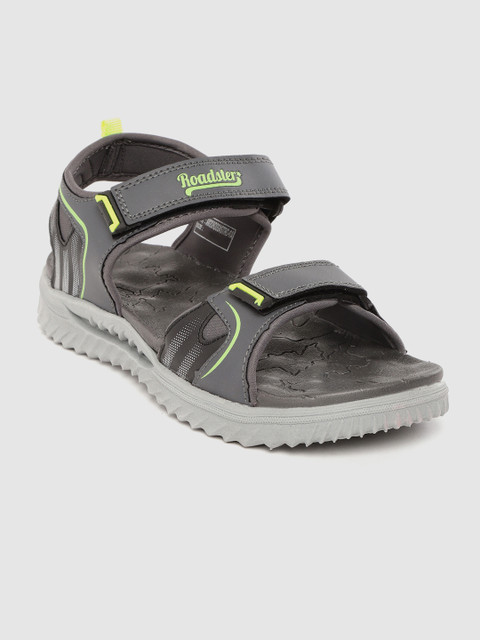 

Roadster Men Grey Solid Sports Sandals