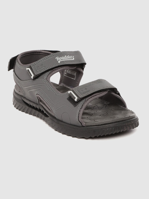 

Roadster Men Grey Solid Sports Sandals