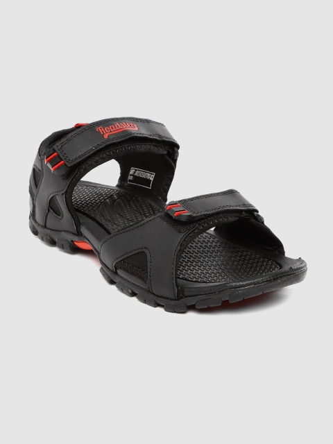 

Roadster Men Black Solid Sports Sandals