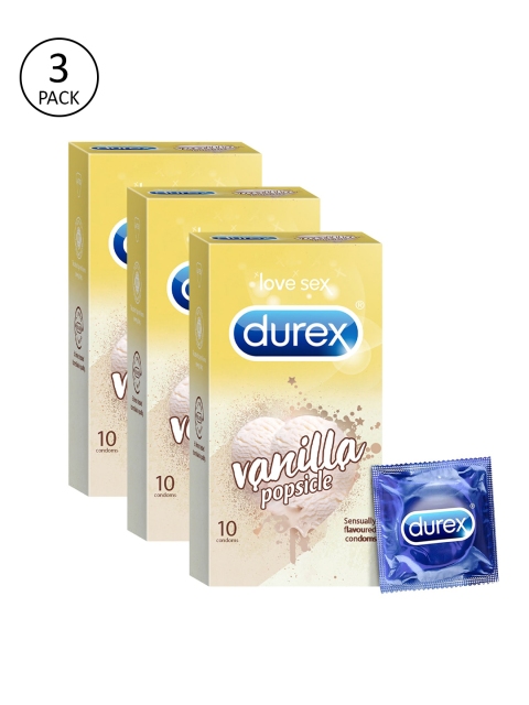 

Durex Set of 3 Vanilla Popsicle Condoms, White
