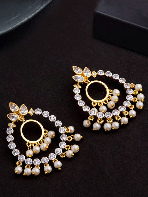 

Voylla White & Gold Circular Chandbalis