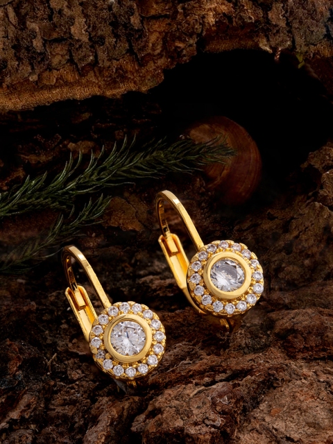 

Voylla Gold-Plated Zircon Studded Circular Hoop Earrings