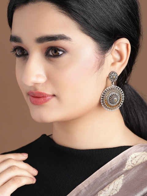 

Rubans Silver-Plated Circular Drop Earrings