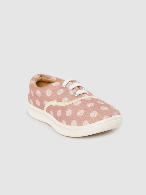 

YK Girls Dusty Pink & White Polka Dots Print Washable Sneakers