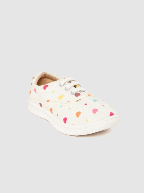 

YK Girls Off-White & Pink Heart Print Washable Sneakers