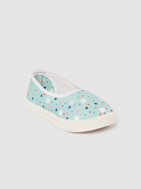 

YK Girls Sea Green Polka Dots Print Washable Ballerinas