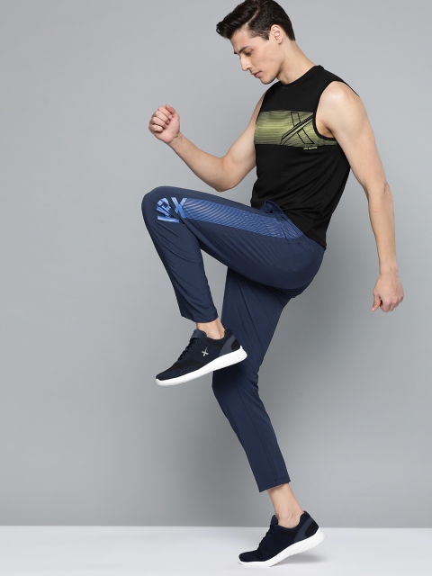 

HRX by Hrithik Roshan Men Medieval Blue Solid Regular Fit Rapid-Dry Running Track Pants, Navy blue