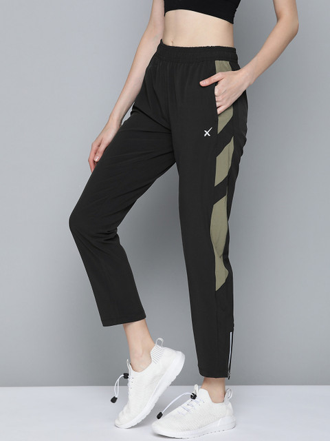 

HRX by Hrithik Roshan Women Jet Black Solid Slim Fit Lycra Running Track Pants