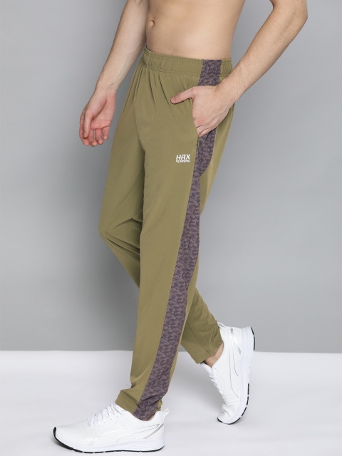 

HRX by Hrithik Roshan Men Olive Solid Slim Fit Rapid-Dry Lycra Running Track Pants
