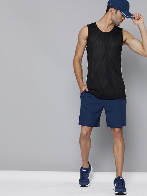 

HRX by Hrithik Roshan Men Medieval Blue Typographic Rapid-Dry Racket Sport Shorts, Navy blue