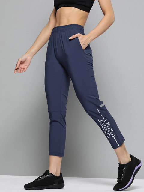 

HRX by Hrithik Roshan Women Medieval Blue Solid Rapid-Dry Lycra Training Track Pants, Navy blue
