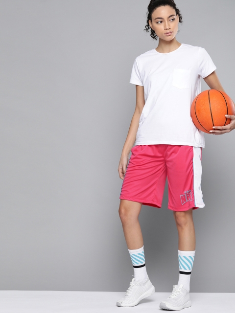 

HRX by Hrithik Roshan Women Raspberry Sorbet Colourblocked Rapid-Dry Basketball Shorts, Pink