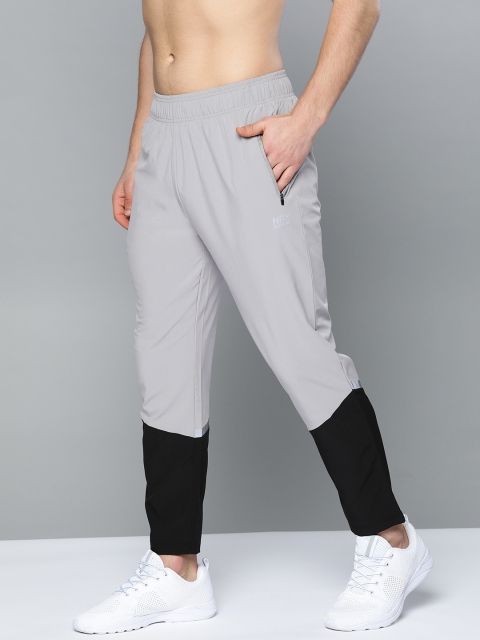 

HRX by Hrithik Roshan Men Grey & Black Colourblocked Rapid-Dry Running Track Pants