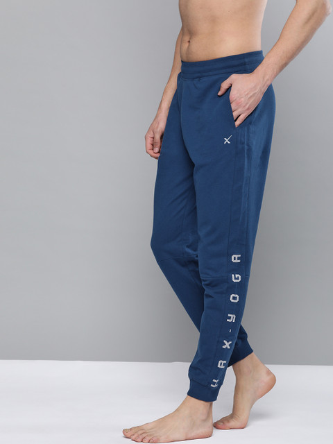 

HRX by Hrithik Roshan Men Blue Solid Regular Fit Organic Cotton Bio-Wash Yoga Joggers