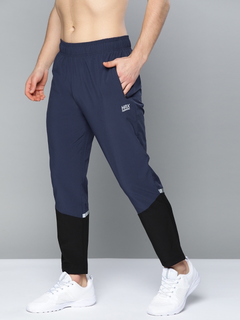 

HRX by Hrithik Roshan Men Blue & Black Colourblocked Rapid-Dry Running Track Pants