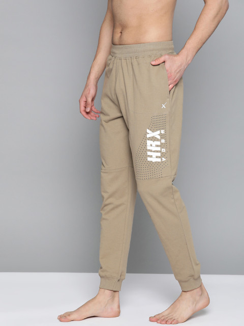 

HRX by Hrithik Roshan Men Brindle Solid Bio-Wash Antimicrobial Yoga Track Pants, Khaki