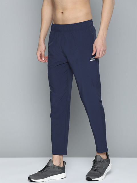 

HRX by Hrithik Roshan Men Medieval Blue Solid Slim Fit Rapid-Dry Running Track Pants, Navy blue