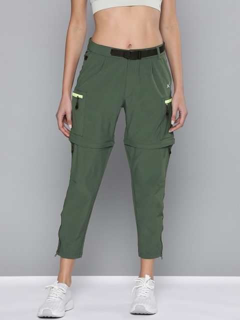 

HRX by Hrithik Roshan Women Jungle Green Solid Rapid-Dry Anti-Microbial Outdoor Trousers