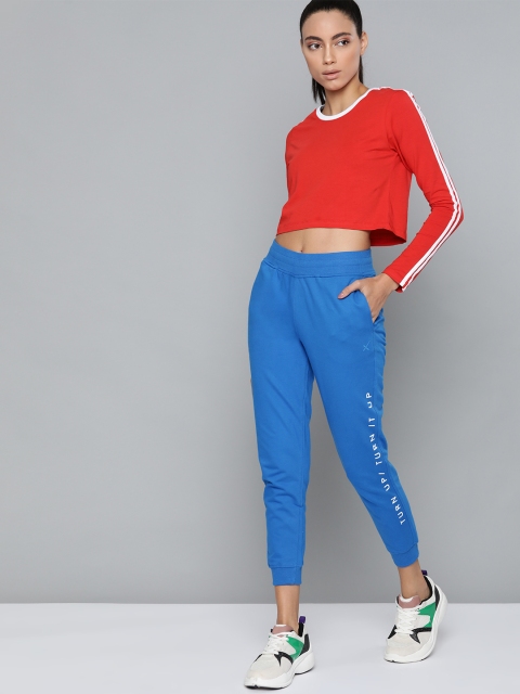 

HRX by Hrithik Roshan Women Blue Solid Bio-Wash Antimicrobial Lifestyle Cropped Joggers